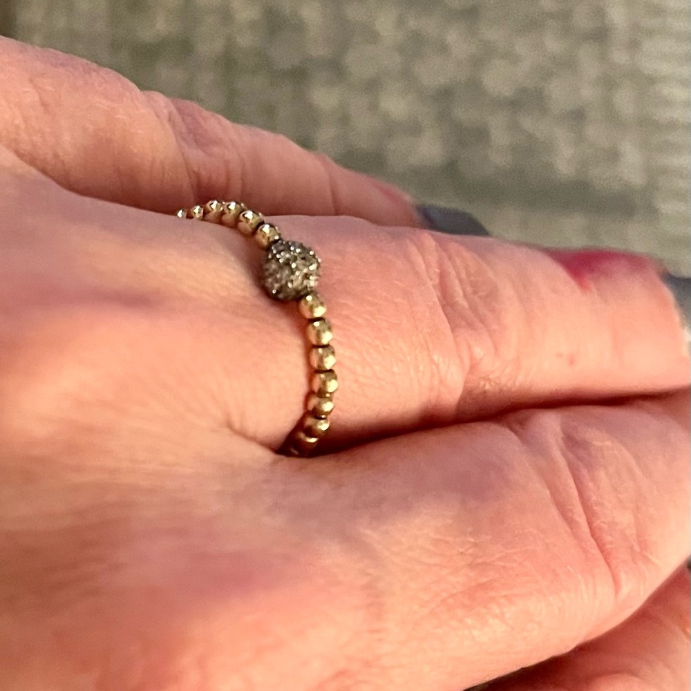 Karen Lazar 14k and Diamond 3mm beaded ring. Size 7 (stretchy)